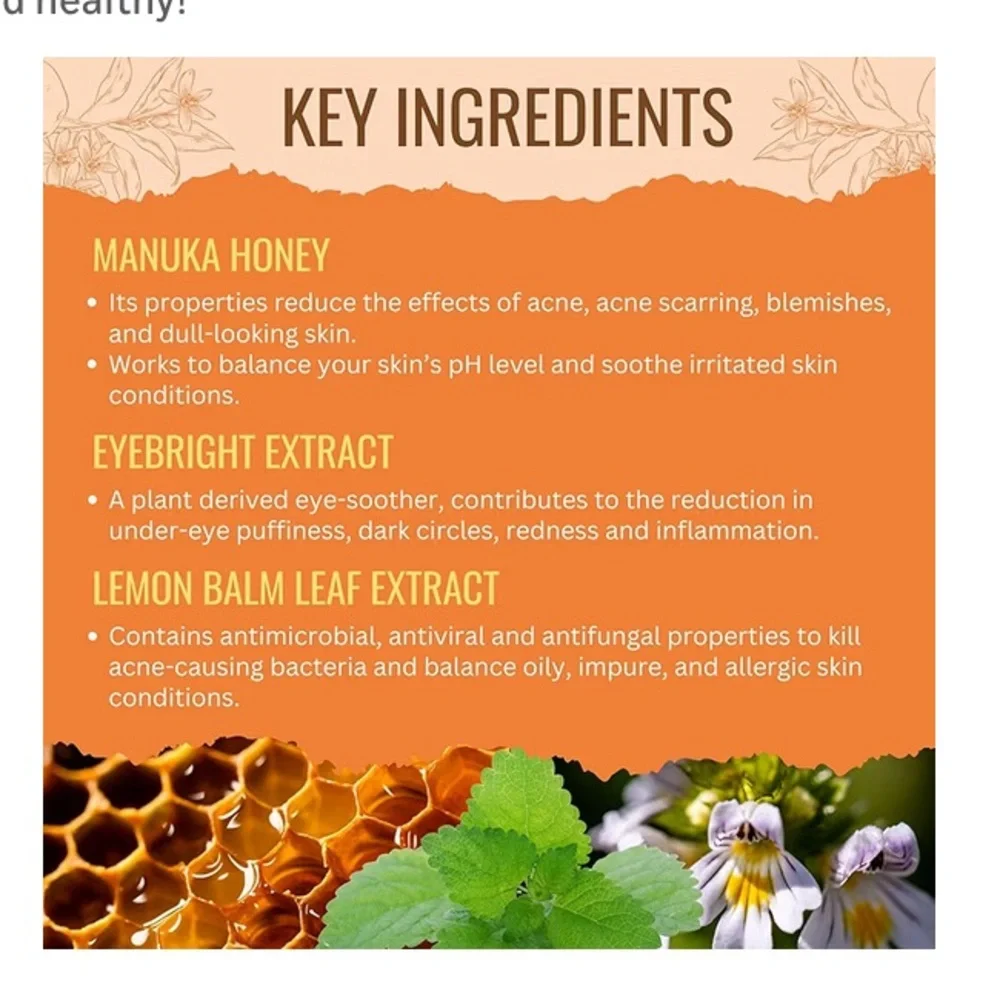 Vitamin C & Manuka Honey Eye Cream - Brightening and Moisturizing NWT